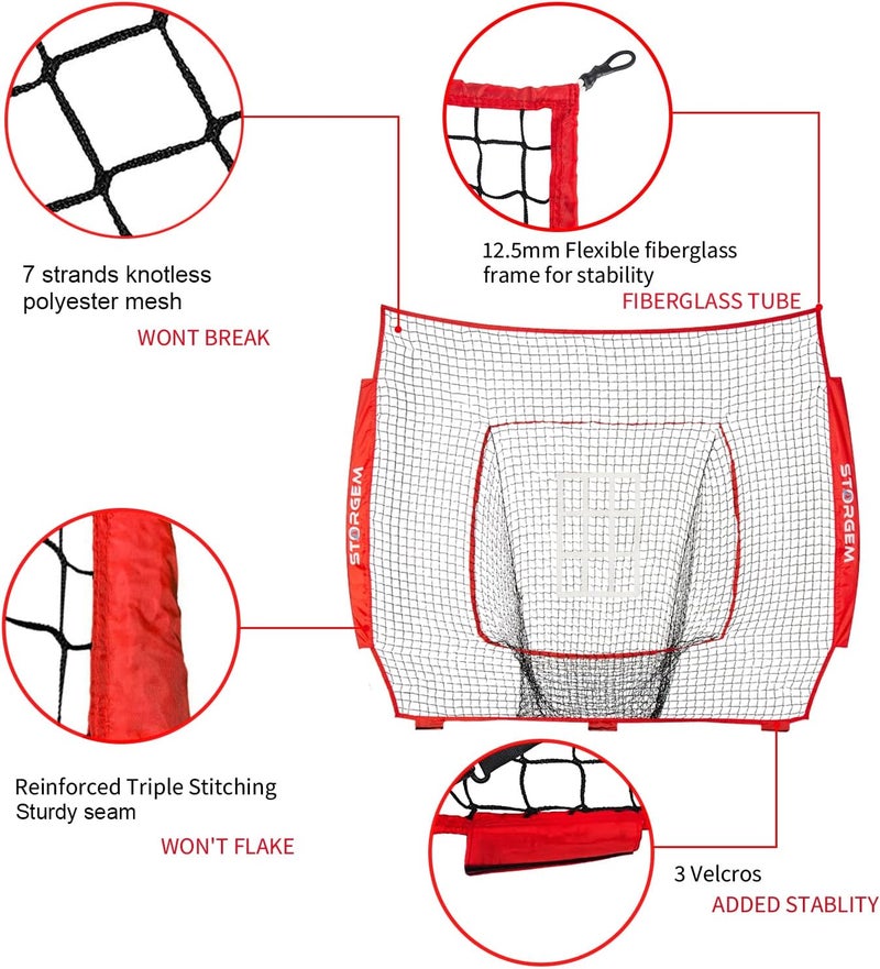 Storgem Replacement Net for Baseball, 7-Strand Knotless Polyester Net, Fits 7x7ft Size Baseball Bow Style Frames - Image 2